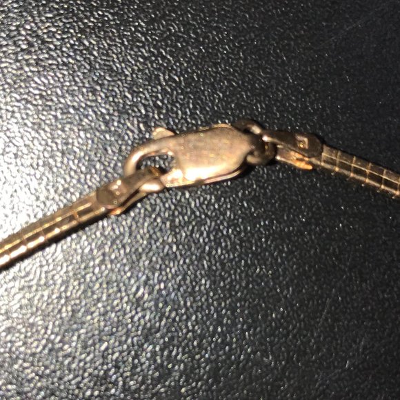 17" 18Kt Gold Vermeil Omega Necklace and OXO Diamond Accent Pendant - Picture 6 of 8